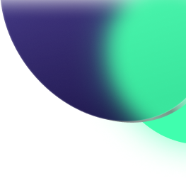 A dark blue and teal gradient semi-circle overlaps a bright, glowing teal area on a black background, creating a modern abstract design.