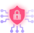 A pink circular object with a capital letter A in the center and purple lines with small circles extending outward, resembling a stylized microchip or network—perfect for representing CyberSecurity or MSPs.