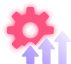 A pink cloud with three upward-pointing purple arrows below it, suggesting the concept of uploading or cloud storage.